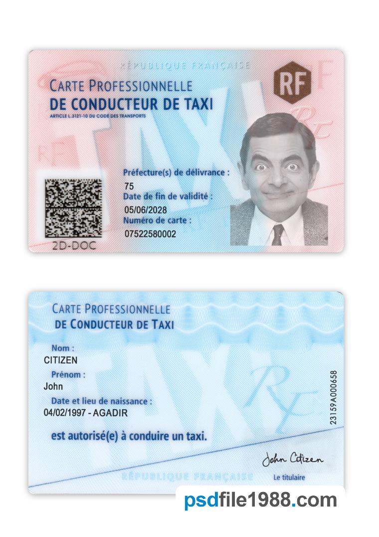 France Taxi Driver ID Card